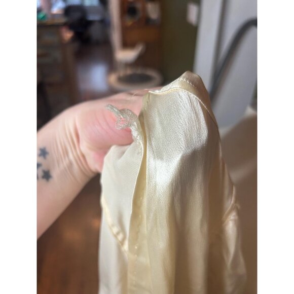 Vintage Lingerie Nightie Overcoat Housecoat sexy silk négligée cream lace - Picture 4 of 8